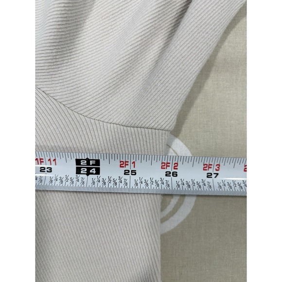 Athleta Open Front Cardigan Petite M Beige Tan Ribbed Knit Draped PM - Picture 3 of 7